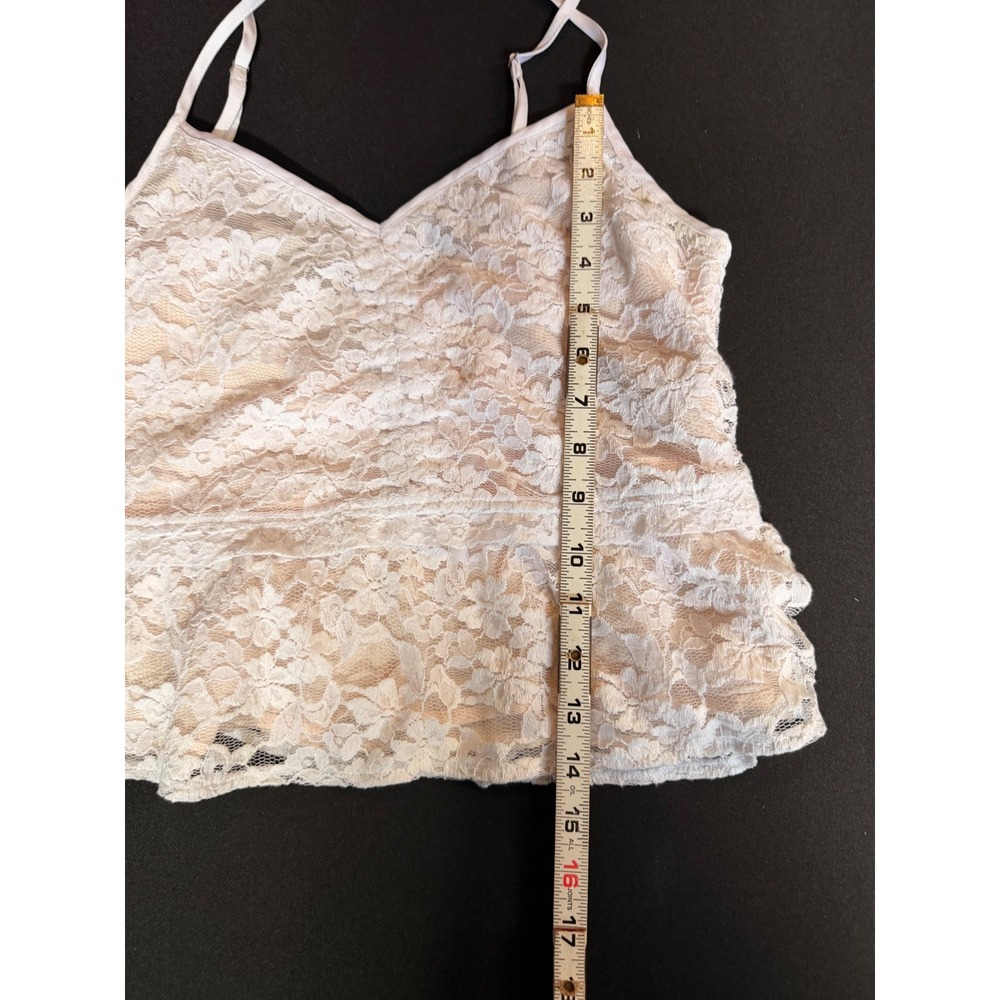 Abercrombie & Fitch Women Floral Lace Peplum Cami Small White Boho Coquette Y2K - Picture 8 of 14